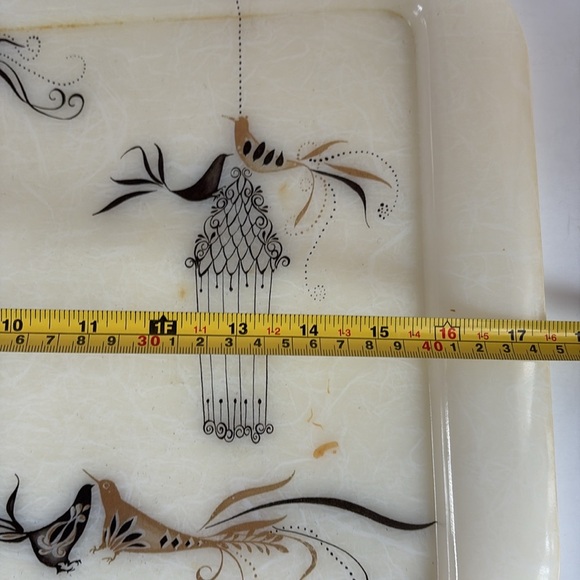 Mid Century cream resin TV tray gold and black birds bird cage vintage retro - Picture 10 of 14